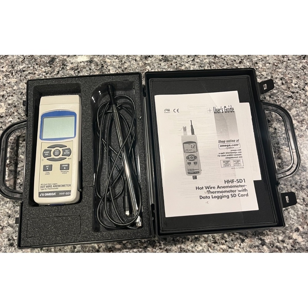 Omega HHF-SD1 Hot Wire‎ Anemometer Thermometer SD Card Data Logger HVAC Tool